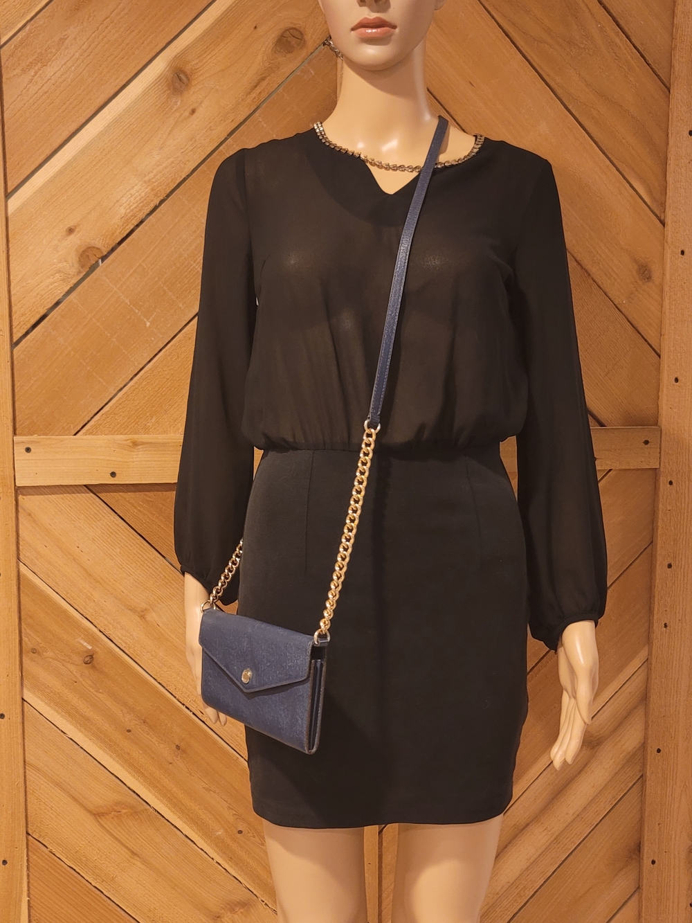 Michael Kors Navy Saffiano Leather Crossbody with Gold Logo Coin